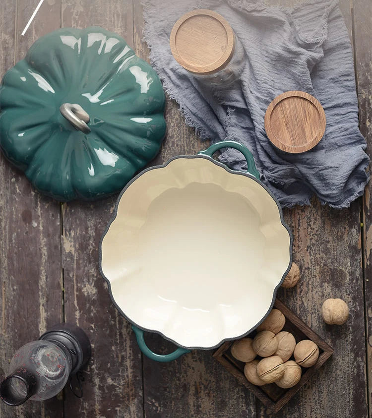 Pumpkin Enamel Stew Sets of Pot and Pans Iron Casserole Pots for Kitchen Glass Pan for Cooking Kitchenware Set Non Stick Food
