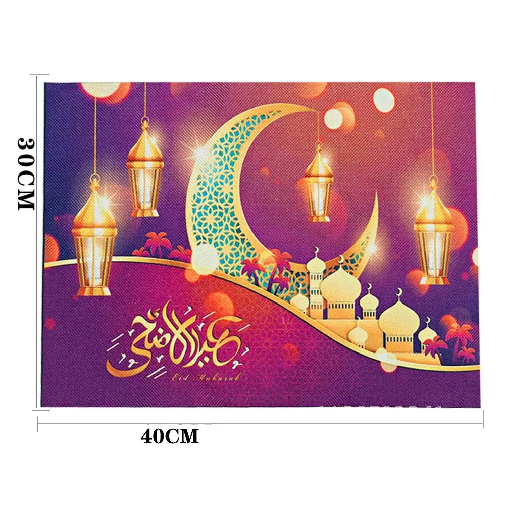 2pcs Apron Kitchen Ramadan Mubarak Pot Holder Mitt Happy Eid Al-Adha Iftar Muslim Islamic Kareem Friend Family Dinner Deco Gift
