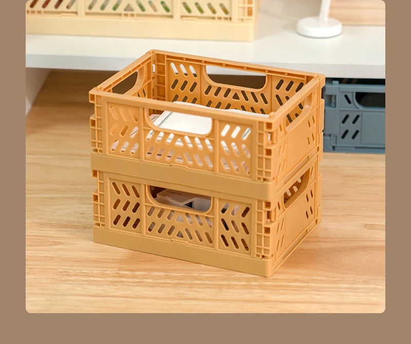 Hot Sale Small Collapsible Plastic Folding Kitchen Fruit Vegetable Household Storage Basket with Handle