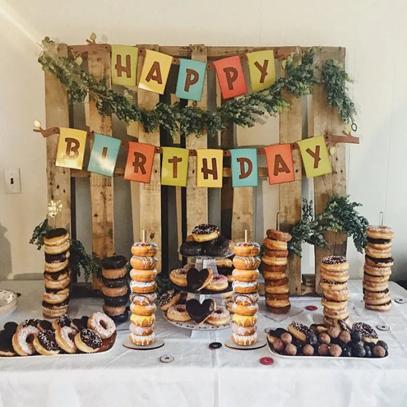 Wedding Decoration Wooden Donut Stand Wall Dessert Doughnut Table Holder Wedding Mariage Supplies Kid Birthday Party Baby Shower