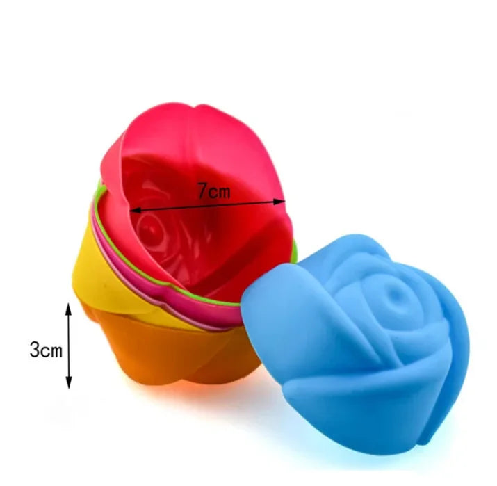 6/12PCS Silicone Muffin Mold Round Muffin Cup Heart Cake Baking Mold Kitchen Cooking Supplies Cake Decorating Tools