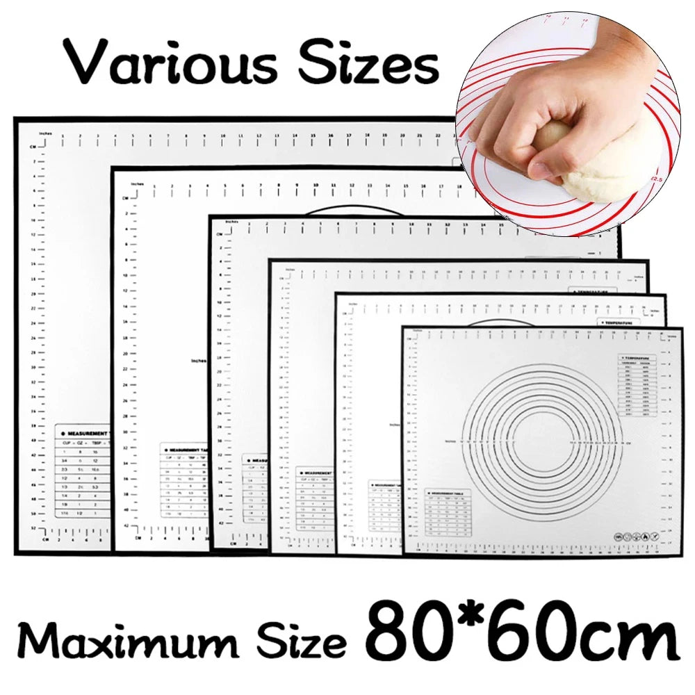 Black And Red Kneading Dough Mat Silicone Baking Mat Pizza Cake Dough Maker Kitchen Cooking Grill Gadgets Bakeware