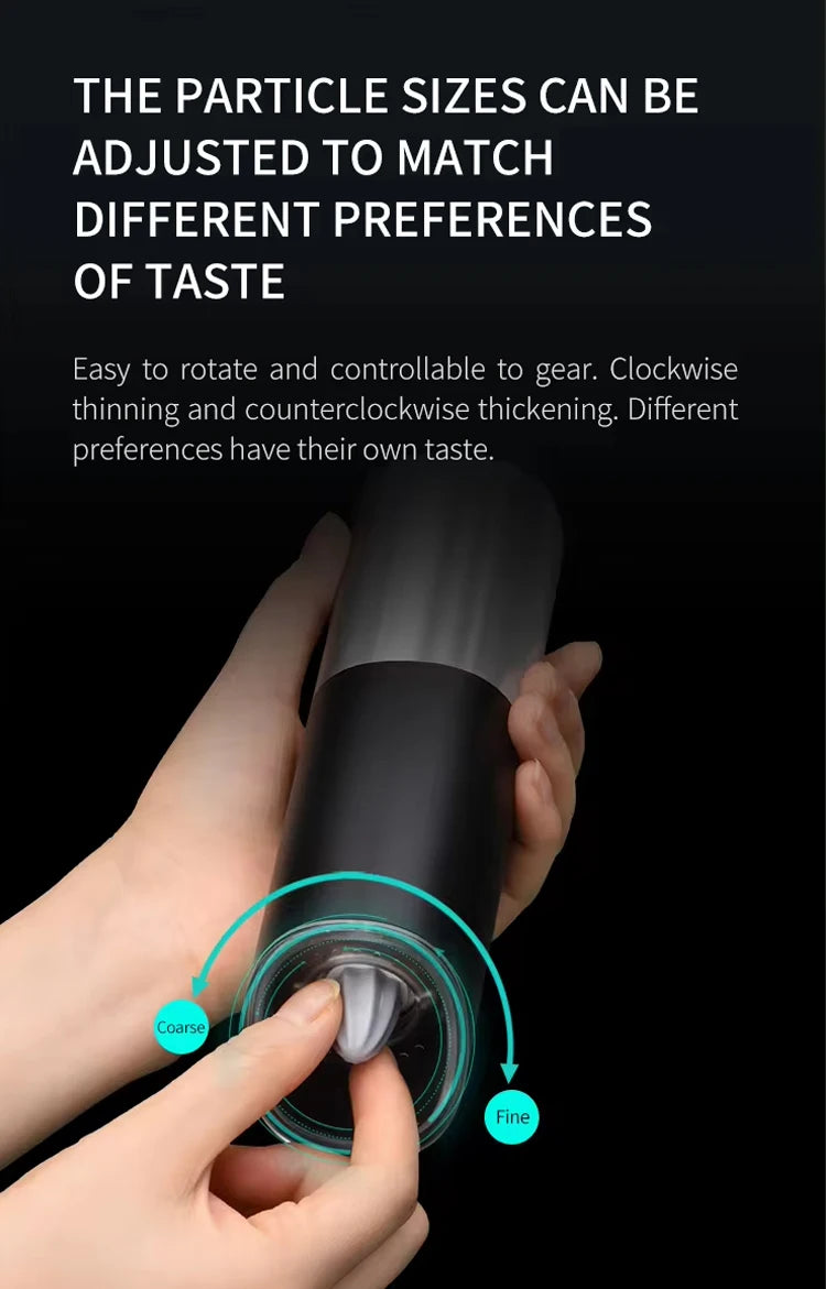 Electric Automatic Salt and Pepper Grinder Set with Led Light Grinder Set Spice Mill Adjustable Spices Grinder Kitchen Tools