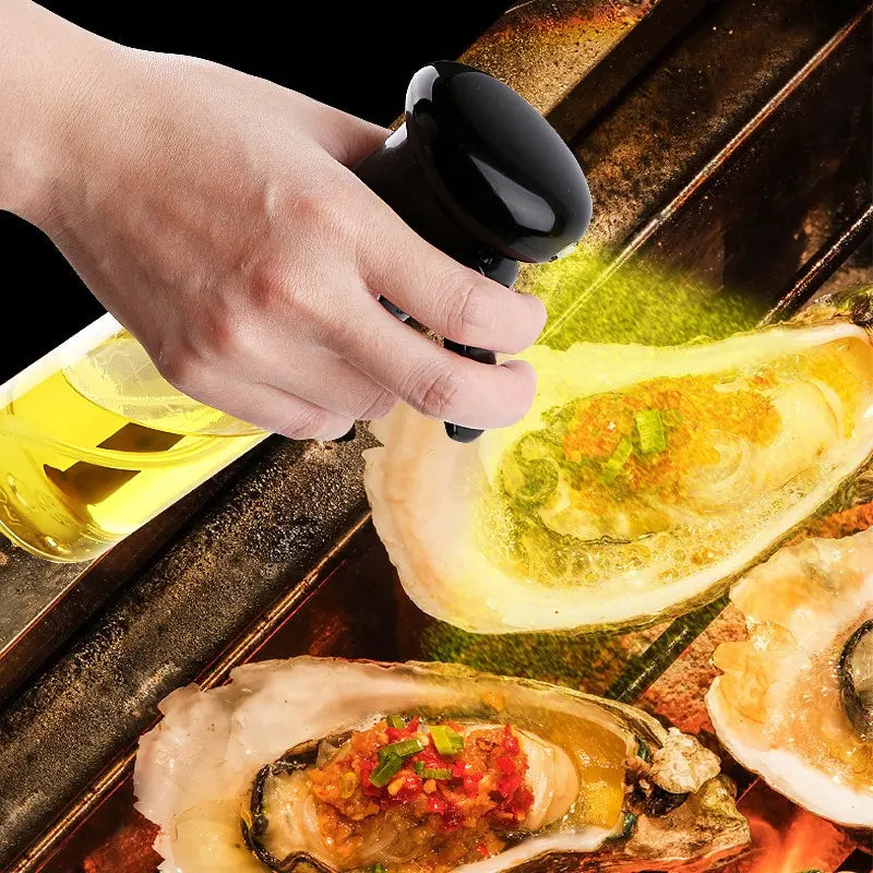 1pc Black/White Kitchen Oil Bottle Cooking Oil Spray 200ml Pneumatic Spray Bottle Fitness Barbecue Spray Oil Dispenser