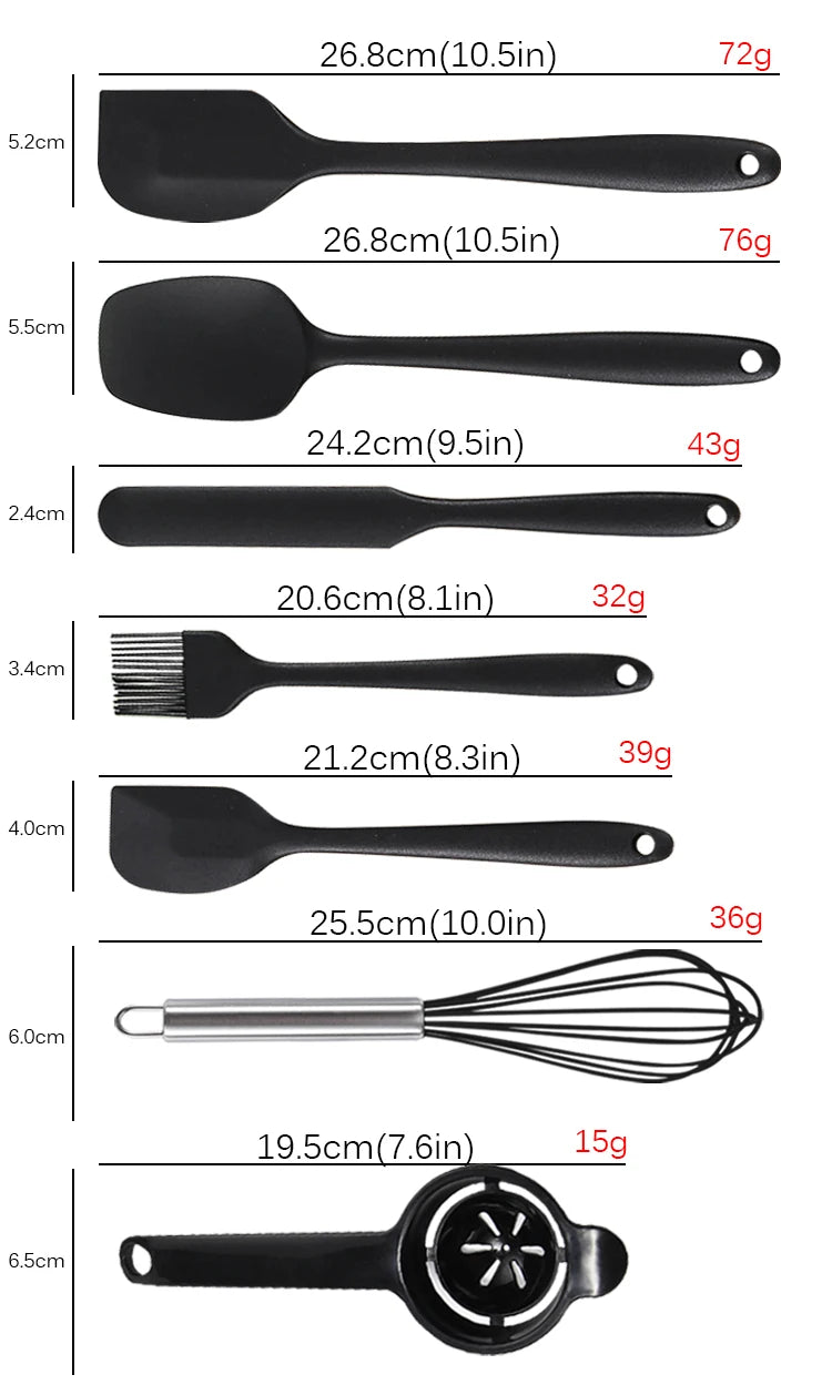 7 Piece Silicone Spatula Set Non-Stick Heat-Resistant Spatulas Turner for Cooking Baking Mixing Baking Tools
