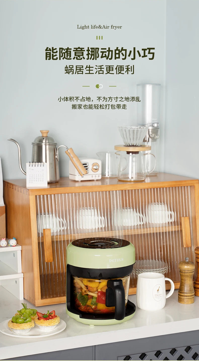 Small Glass Air Fryer Electric Kawaii Cooking Health 2l Mini Air Fryer Home Smart Fries Nonstick Friggitrice Ad Aria Kitchen Pot