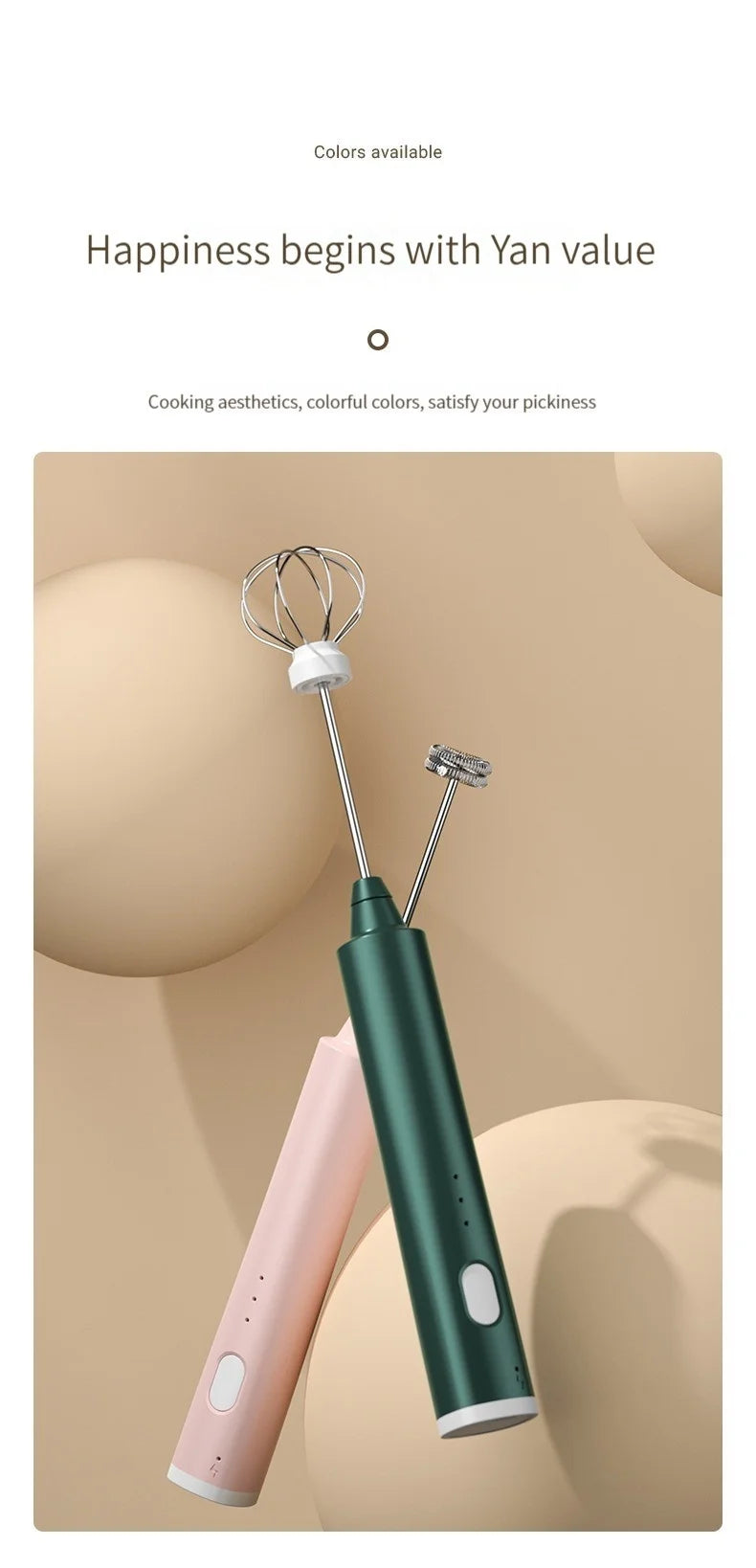 1 PC USB Rechargeable Handheld Egg Beater 3 Speeds Electric Milk Frother Foam Maker Mixer Coffee Drink Frothing Wand Foamer