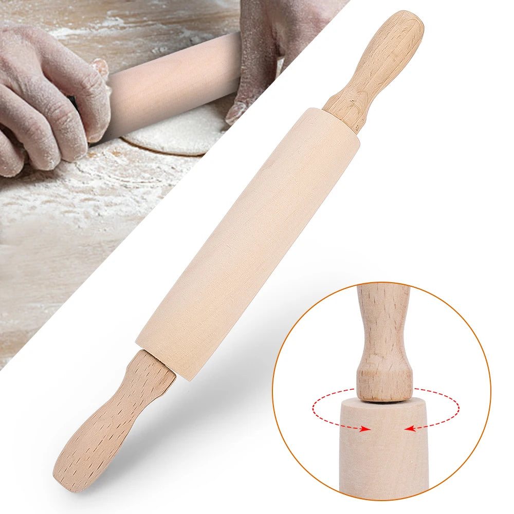 Non-Stick Rolling Pin Wooden Handle Pastry Dough Flour Roller Home Kitchen Cooking Bakery Accessories for Pasta Cookie Dough