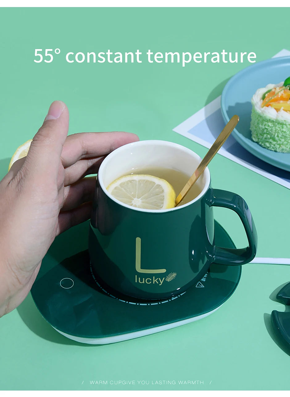 1 PCS Electric Heated Coffee Mug Heating Coaster for Home Office Milk Tea Water Heating Mat Smart Thermostatic Warmer Pad