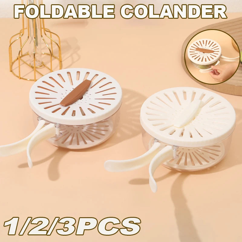 Fruit Washing Basket with Folding Handle Multifunction Vegetable Draining Bowl Plastic Kitchen Colander Home Fridge Seal Crisper