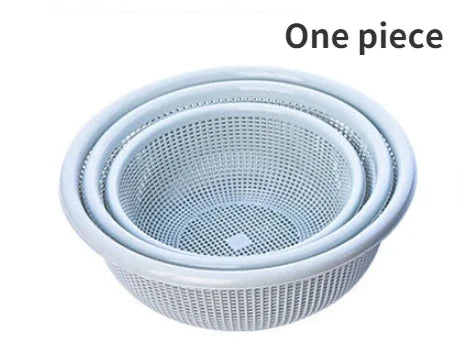 3 In 1 Round Shape Fruit Vegetable Noodles Washing Basket Drainer Plastic Home Kitchen Organizer Storage Baskets Filters Basin