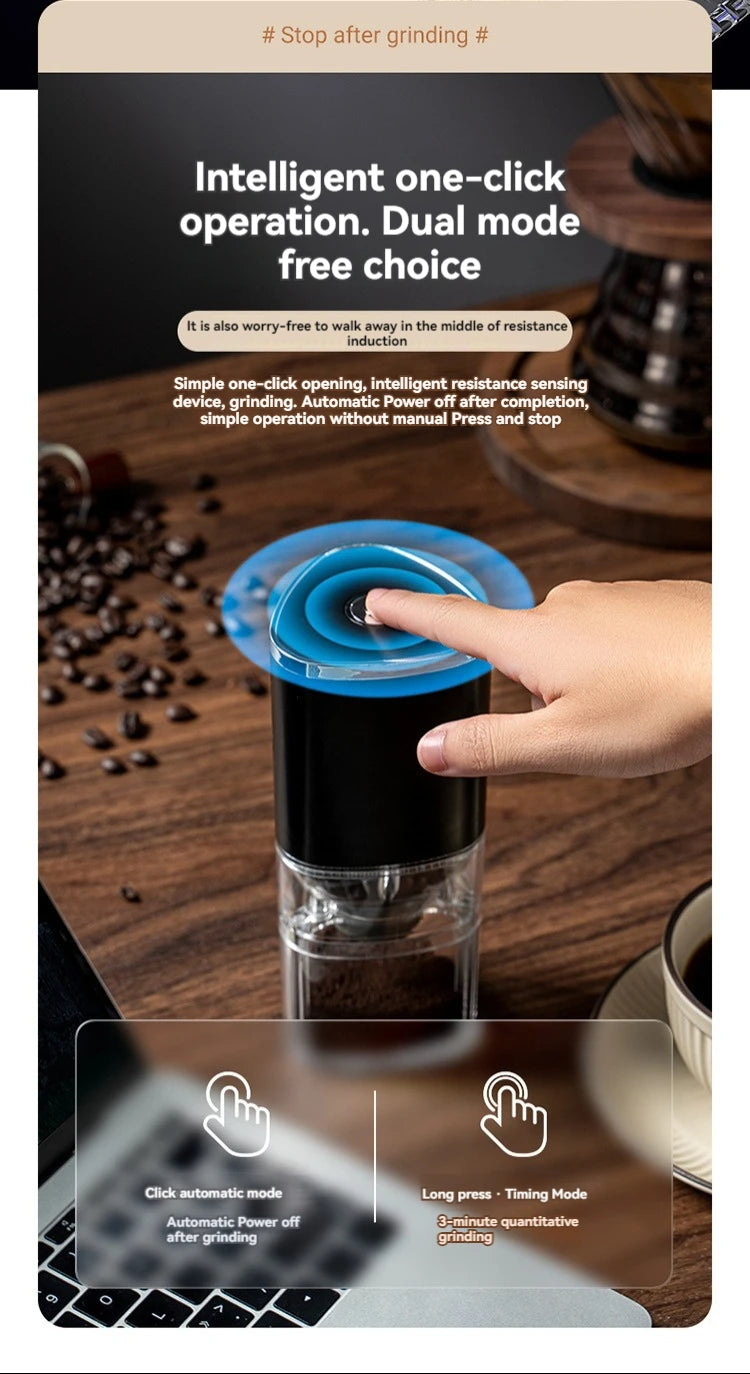 Custom logo Small portable mini home kitchen coffee grinder machine mill automatic USB charging electric coffee grinder