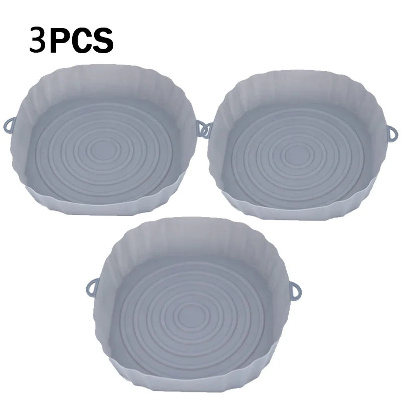 Silicone Air Fryer Pan Basket Reusable Airfryer Tray Oven Baking Silicone Liner Pot Mold for Pizza Fried Chicken BBQ Baking