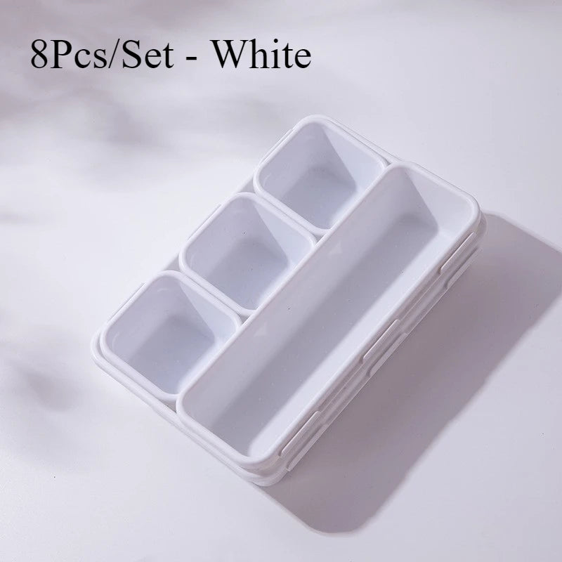 8pcs/set Adjustable Drawer Organizer Box Trays Make Up Cosmetics Sundries Divider Holder Kitchen Bathroom Closet Jewellery Box