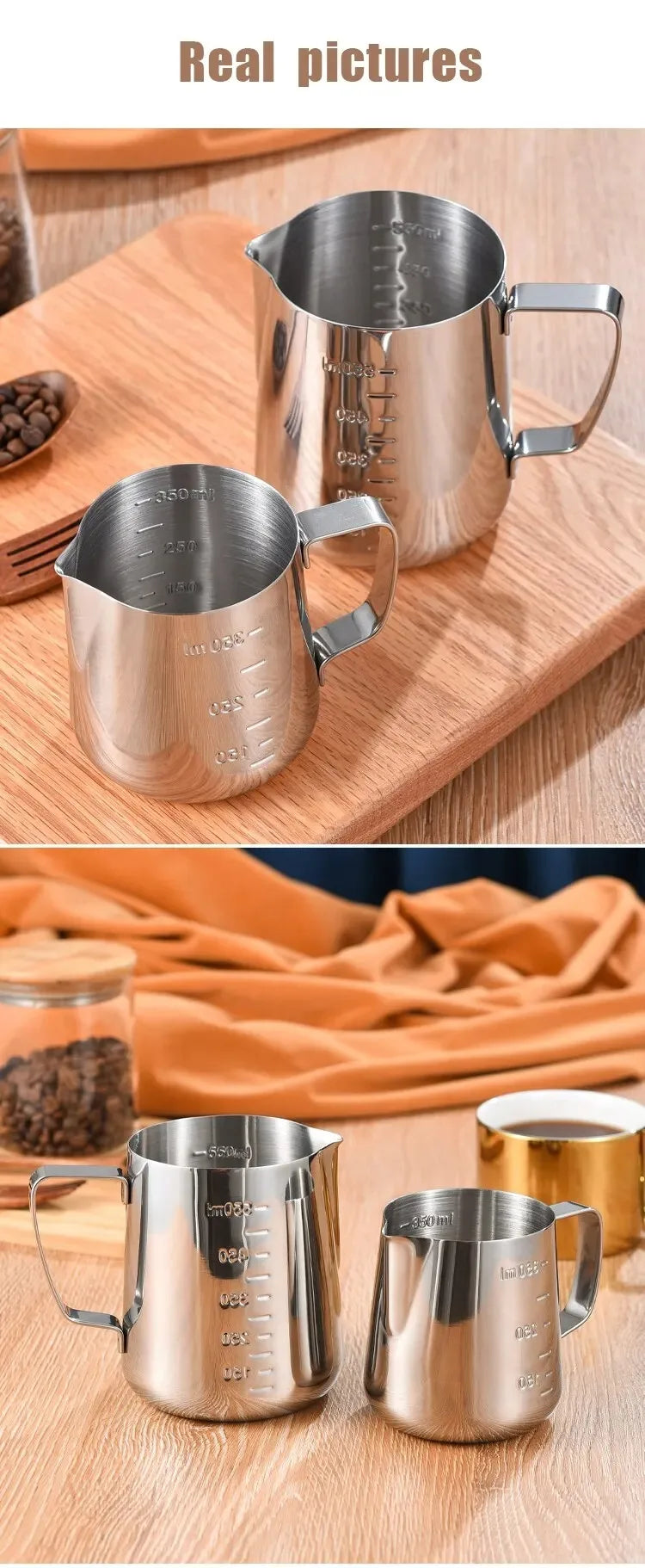 Coffee Milk Frother, Latte Art Frother, Stainless Steel Measuring Cup, Espresso Barista Tool, Coffee Accessories