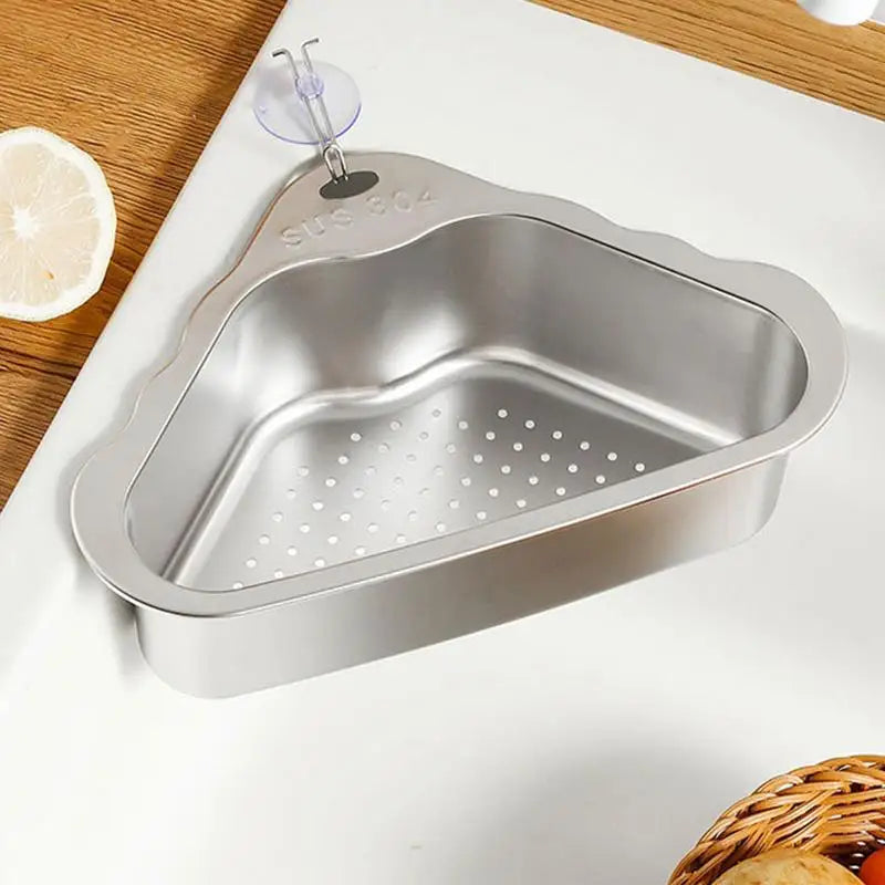 Kitchen Triangular Sink Filter Triangle Design Storage Rack For Kitchen Sink Basket For Sink Food Strainer Stainless Steel For