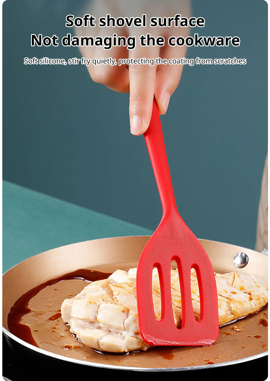 Small Silicone Dpatula Heat-resistant and Non Stick Pan Frying Spatula Flat Bottom Pan Spatula Kitchen Tool