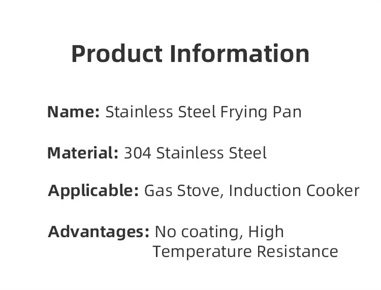 24CM Frying Pan 304 Stainless Steel 2MM Thick Wok Pan 5 Ply Steel Skillet,Professional Grade Pans for Cooking Cooking Pot