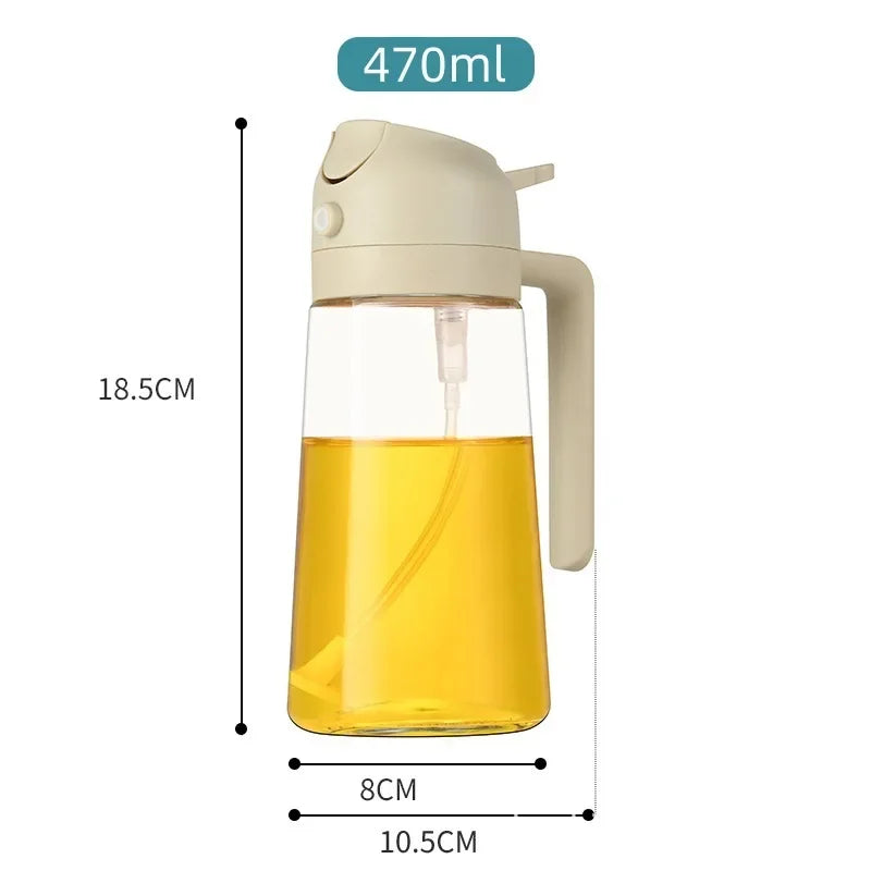 2in1 470ml Glass Spray Oil Sprayer Bottle Spray Oil Dispenser Oil Jar Cruet BBQ Kitchen Baking Roasting Picnic Kitchen Tool
