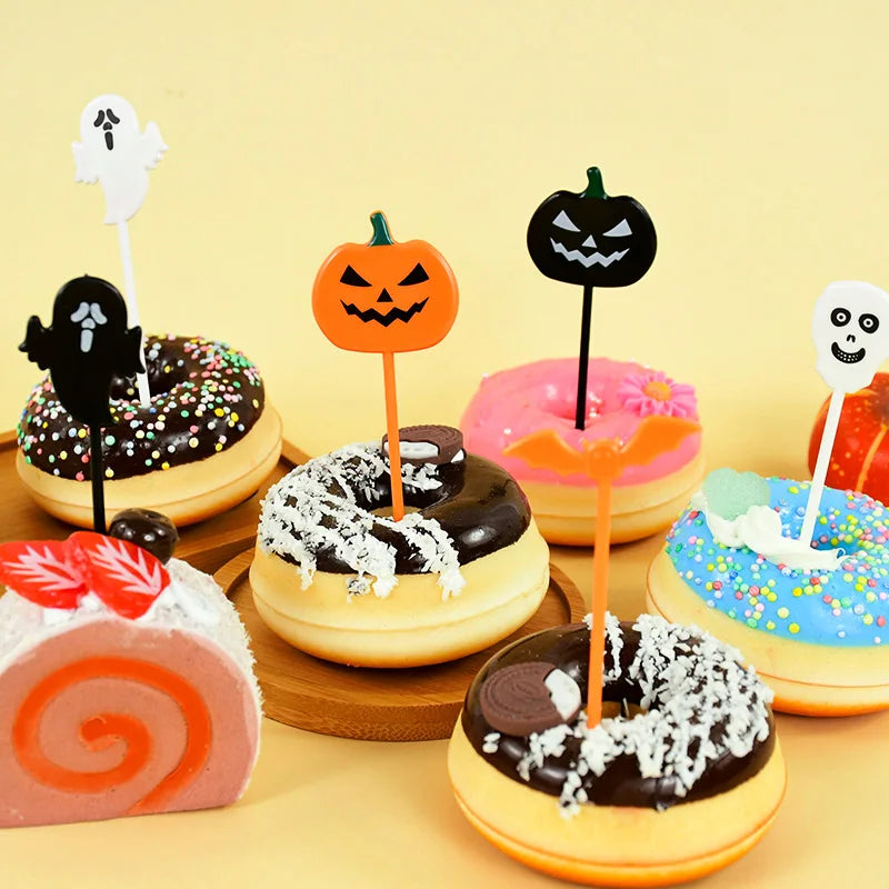 Halloween Mini Fruit Forks Plastic Squeeze Sauce Bottles Dessert Cocktail Cake Decor Halloween Party Supplies Baking Accessories