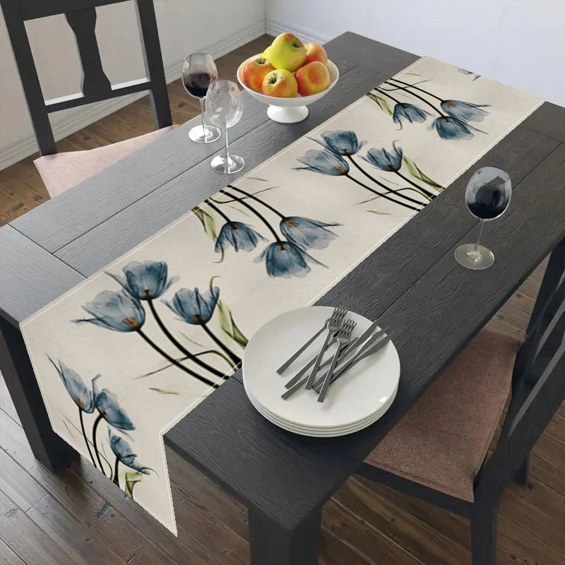 Tulip Linen Table Rustic Farmhouse Style Table Runner 13X70 Inch,Kitchen Dining Table Decoration for Indoor Outdoor Home