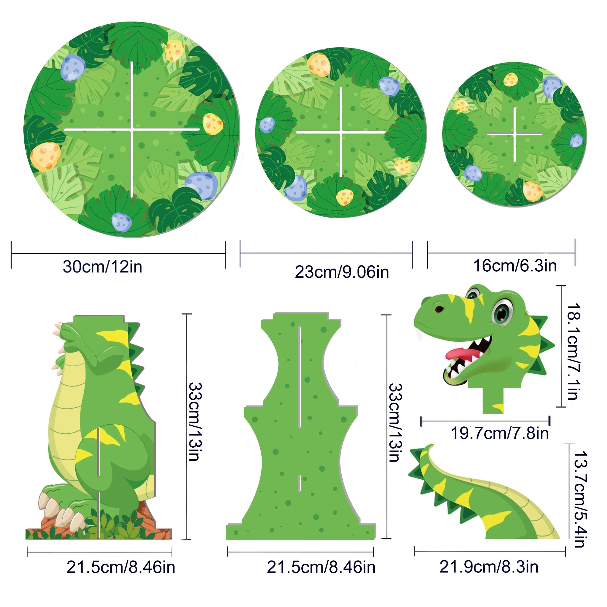 3 Tier Cartoon Dinosaur Party Cake Display Stand Jungle Animals Dessert Cupcake Rack Holder Kids Birthday Party Cake Tray Decor