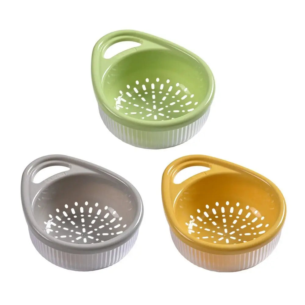 Hollow Drain Basket for Home Kitchen Multi-functional Double-layer Sink Sieve Fruit and Vegetable Portable Rice Washing Basket