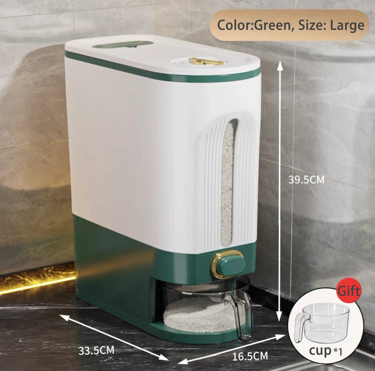 Large Capacity Airtight Rice Grain Storage Container Moisture-Proof, Insect-Resistant Kitchen Organizer For Rice, Flour, Beans