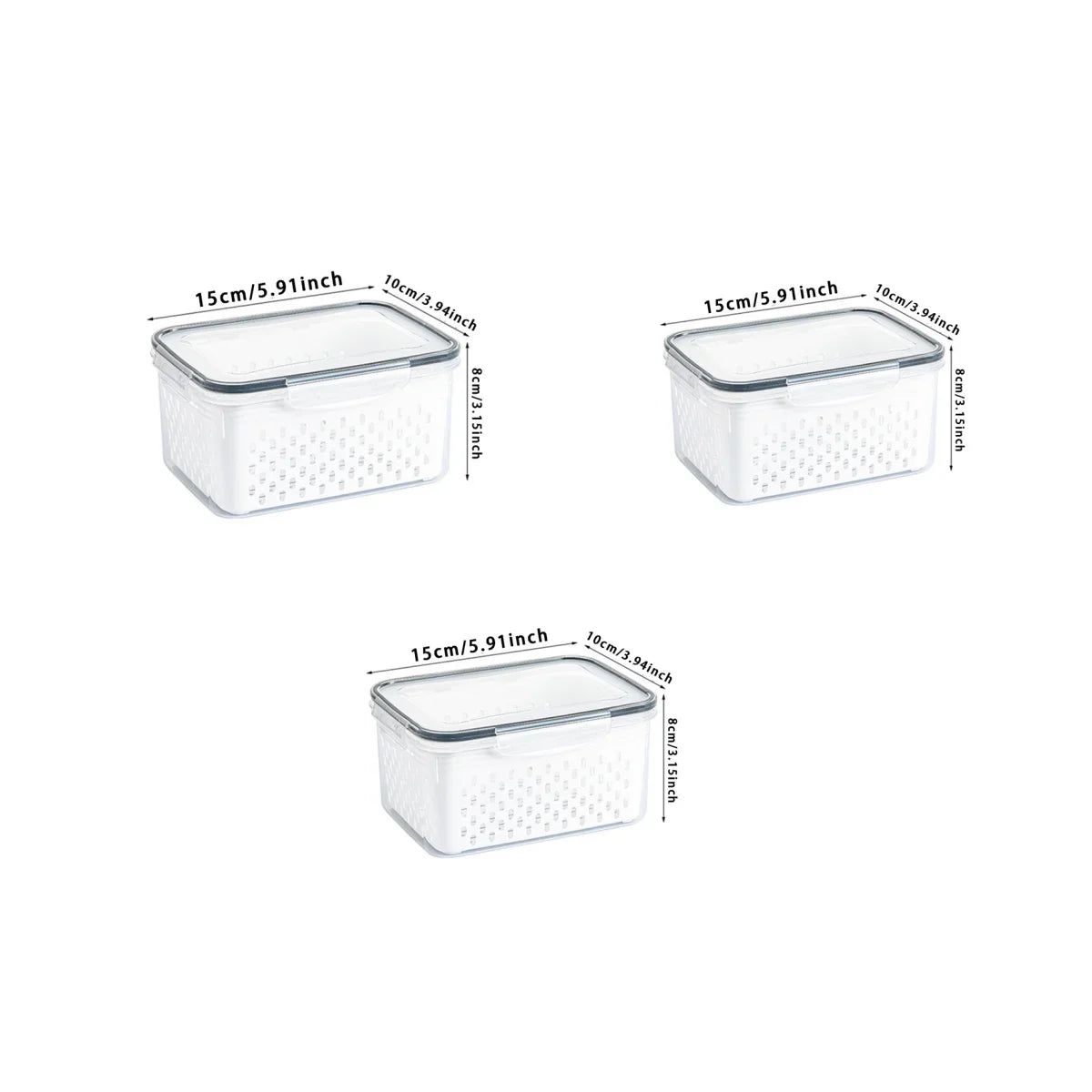 Refrigerator Storage Box Fridge Organizer Fresh Vegetable Fruit Boxes Drain Basket Storage Containers Pantry Kitchen Organizer
