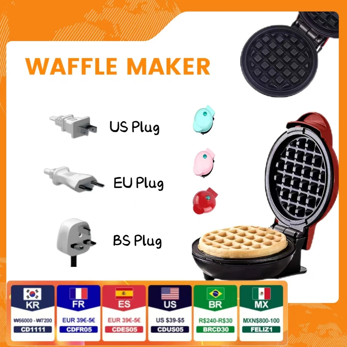 Sandwich Cake Baking Tray, Household Breakfast Electric Baking Pan, Fully Automatic Multifunctional Mini Waffle Biscuit Machine