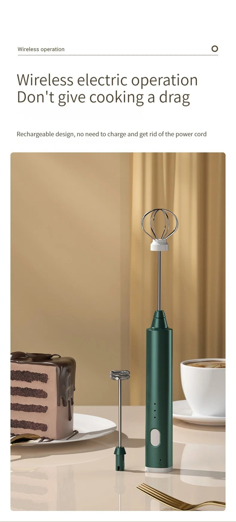 1 PC USB Rechargeable Handheld Egg Beater 3 Speeds Electric Milk Frother Foam Maker Mixer Coffee Drink Frothing Wand Foamer
