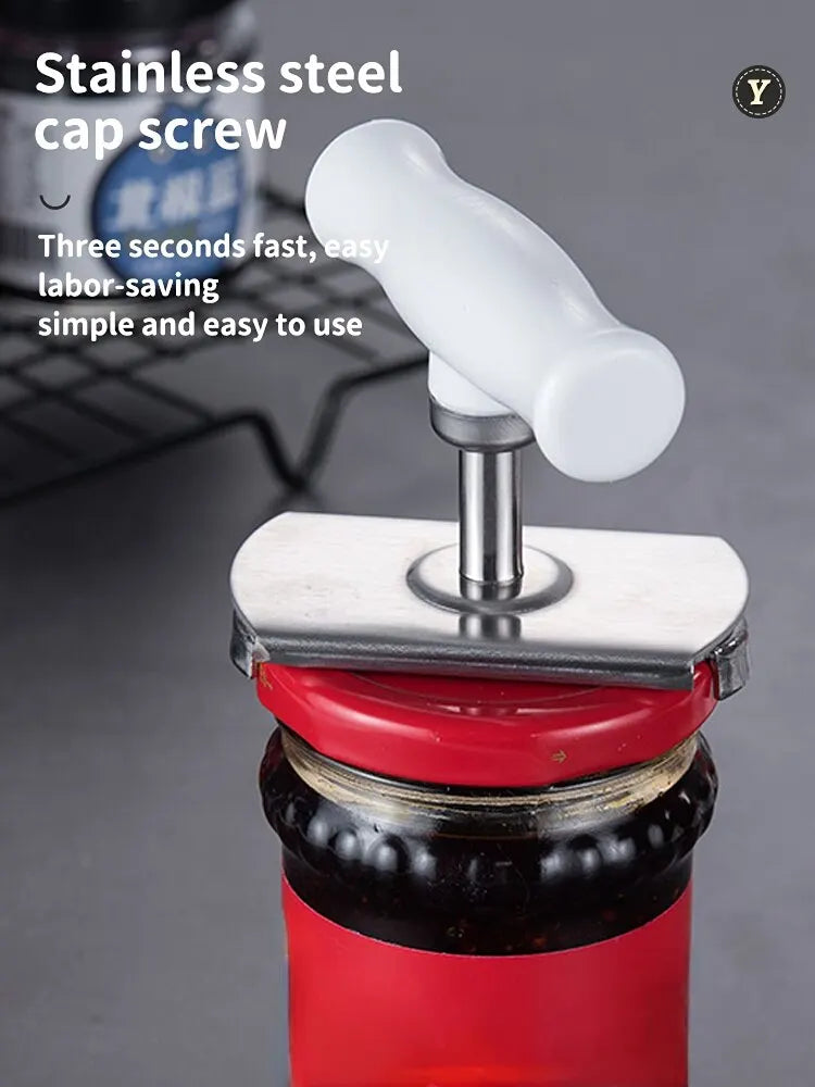 Stainless Steel Can Opener Labor-saving Unscrew Lid Multifunctional Opener Home Adjustable Rotating Bottle Opener Kitchen Tools