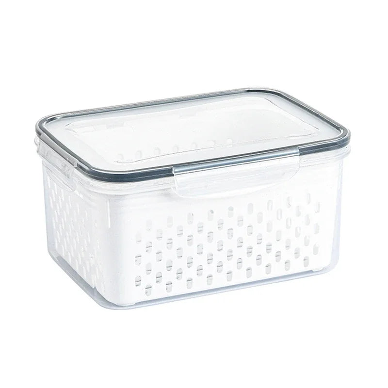 Refrigerator Storage Box Fridge Organizer Fresh Vegetable Fruit Boxes Drain Basket Storage Containers Pantry Kitchen Organizer