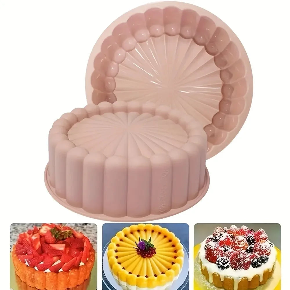 Round Silicone Charlotte Cake Pan Strawberry Shortcake Baking Pan Cakes Pan Sponge Flan Mold For Kitchen Bakingt Tools