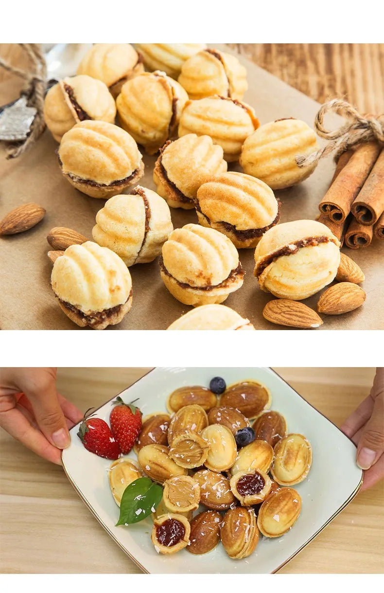 Mini Electric Walnut Cake Maker Automatic Nut Waffle Bread Machine Sandwich Iron Toaster Baking Breakfast Pan Oven EU plug
