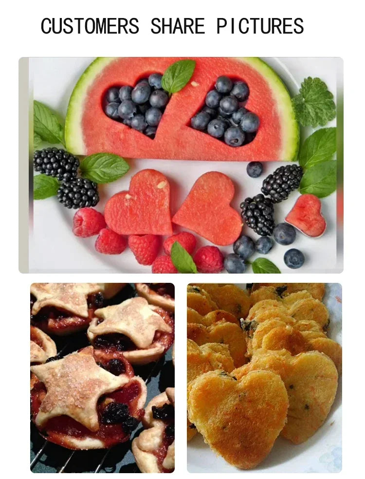 4 Styles Baking Mold Biscuit Cookie Cutter Flower Heart Circle Star Baking Mould Stainless Steel Fruit Egg Mould Cookie Cutters