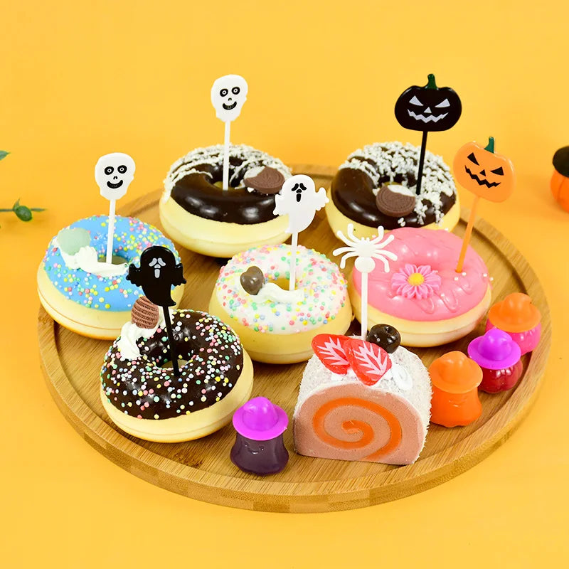 Halloween Mini Fruit Forks Plastic Squeeze Sauce Bottles Dessert Cocktail Cake Decor Halloween Party Supplies Baking Accessories