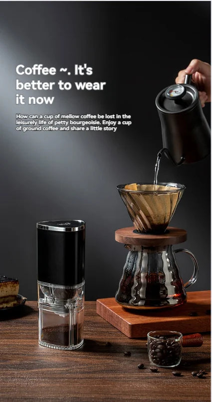 Custom logo Small portable mini home kitchen coffee grinder machine mill automatic USB charging electric coffee grinder