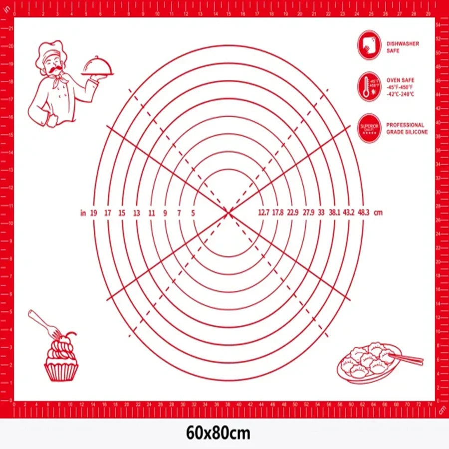 UNTIOR 1PCS Silicone Baking Mat Kneading Pad Dough Mat Pizza Cake Dough Maker Kitchen Cooking Grill Non-Stick Gadgets Bakeware