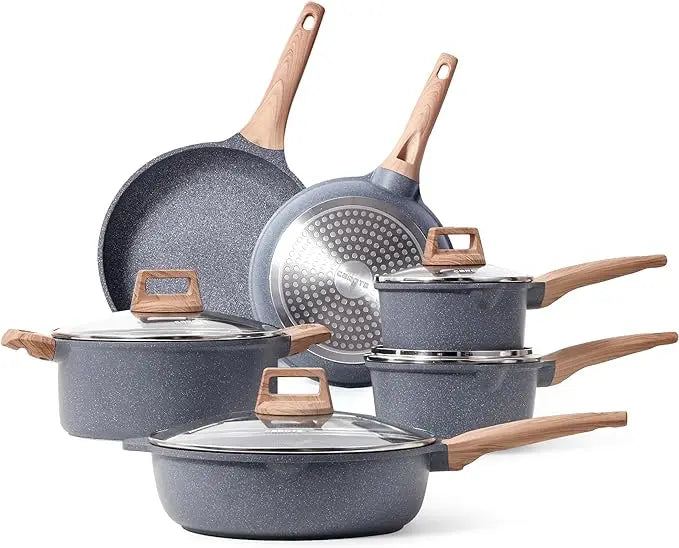 Carote Nonstick Granite Cookware Sets 10 Pcs Stone Cookware Set,non stick frying pan set , pots and pans set