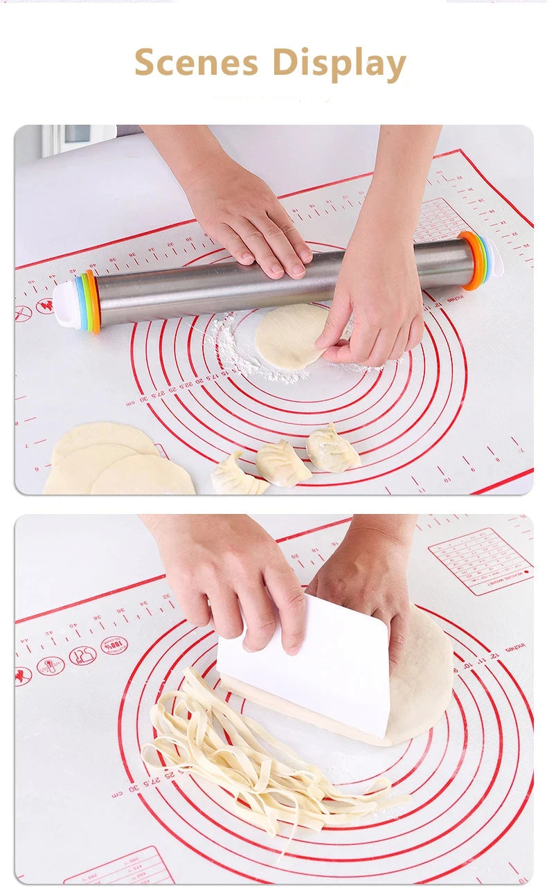 Black And Red Kneading Dough Mat Silicone Baking Mat Pizza Cake Dough Maker Kitchen Cooking Grill Gadgets Bakeware