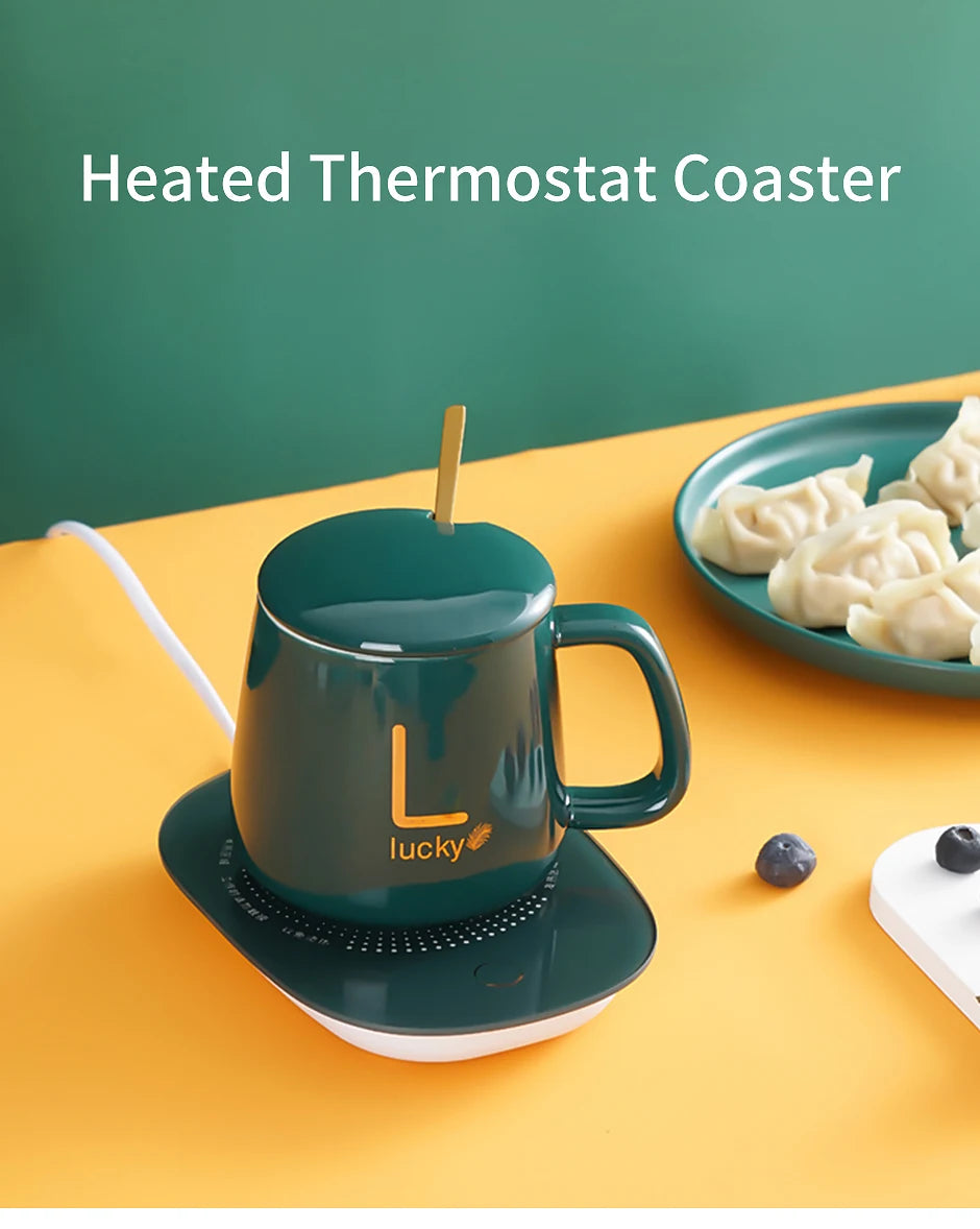 1 PCS Electric Heated Coffee Mug Heating Coaster for Home Office Milk Tea Water Heating Mat Smart Thermostatic Warmer Pad