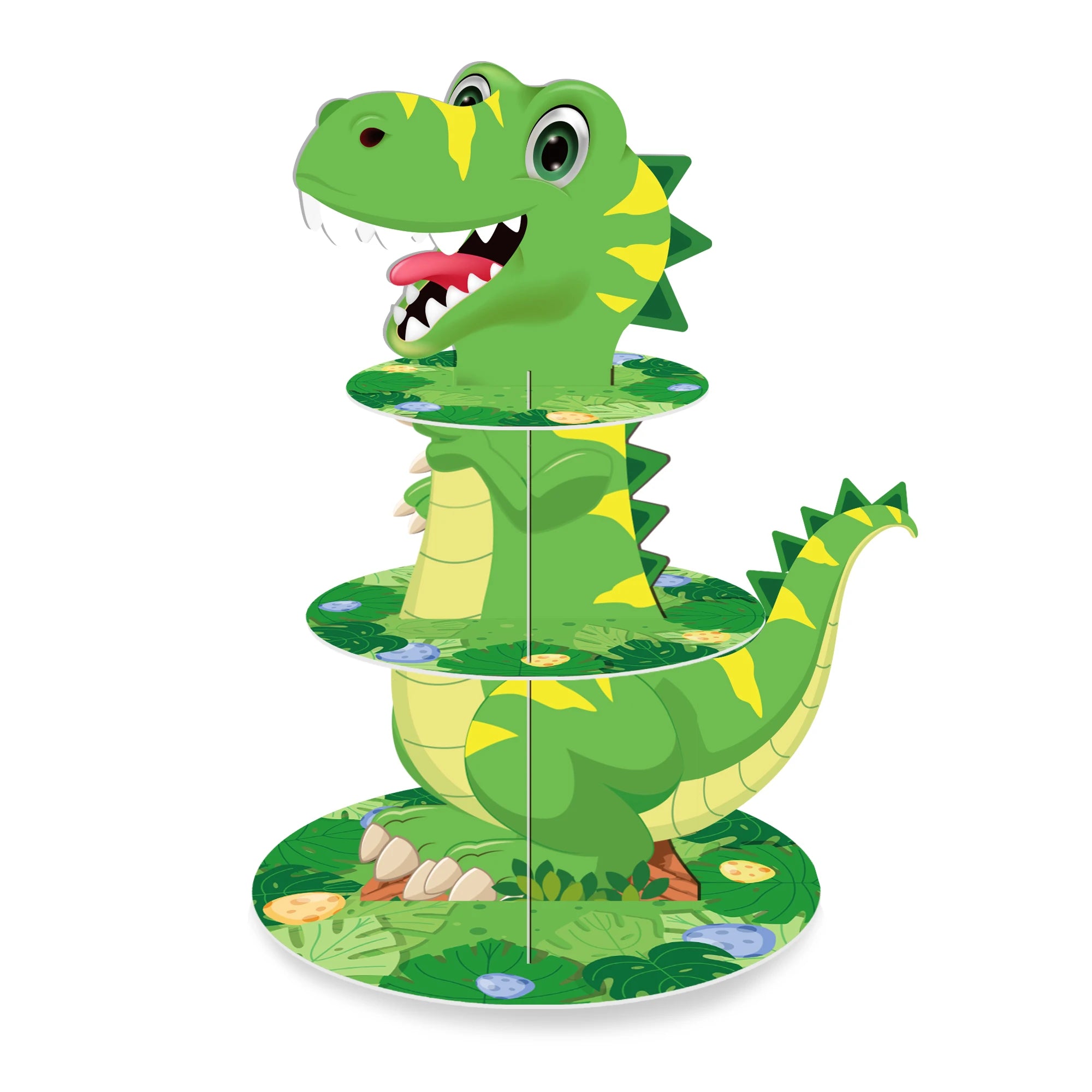 3 Tier Cartoon Dinosaur Party Cake Display Stand Jungle Animals Dessert Cupcake Rack Holder Kids Birthday Party Cake Tray Decor