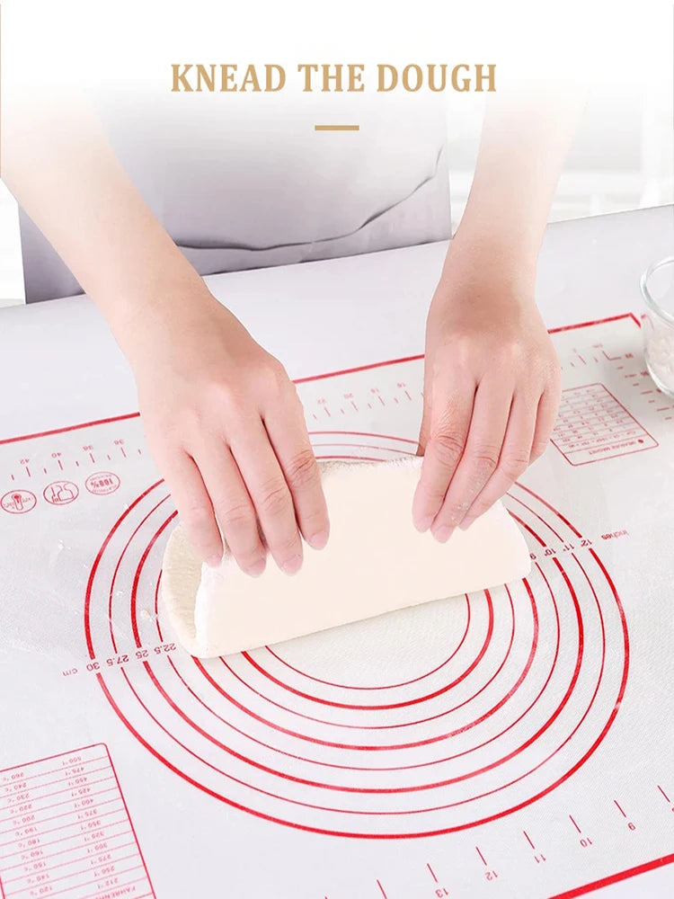 Black And Red Kneading Dough Mat Silicone Baking Mat Pizza Cake Dough Maker Kitchen Cooking Grill Gadgets Bakeware