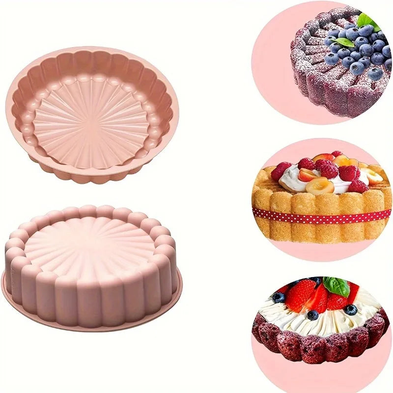 1 circular sunflower silicone cake mold, non stick flexible baking tray, used for desserts and chocolate pastries, baking tool