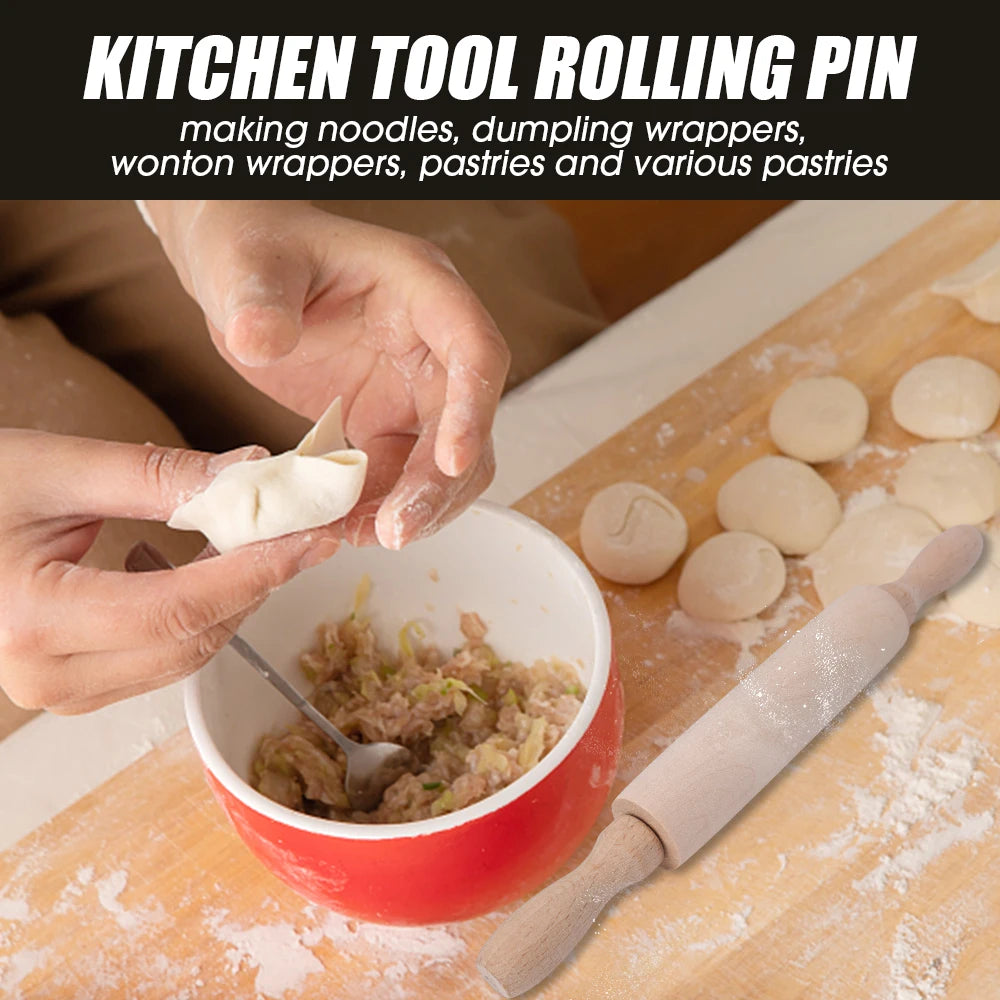 Non-Stick Rolling Pin Wooden Handle Pastry Dough Flour Roller Home Kitchen Cooking Bakery Accessories for Pasta Cookie Dough