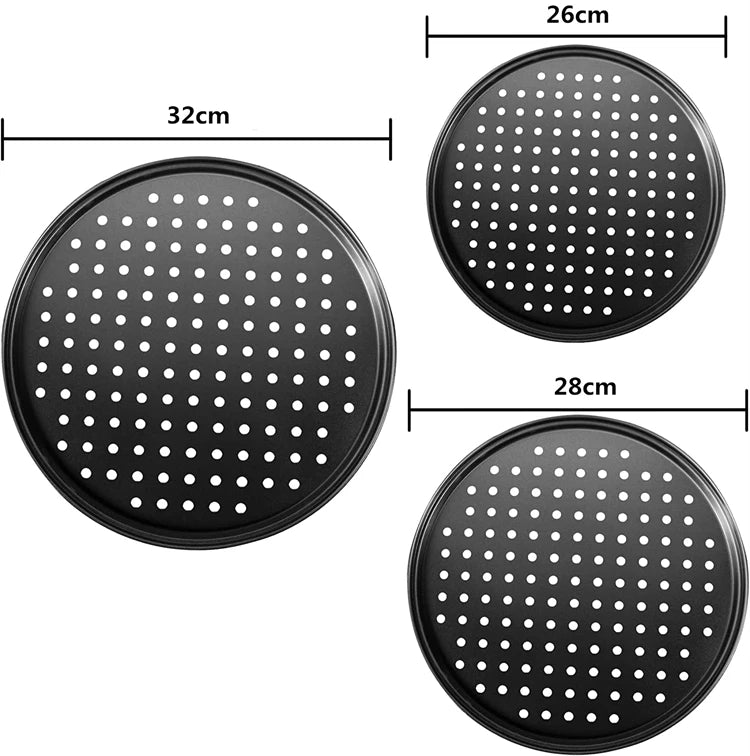 LMETJMA Pizza Pan With Holes Carbon Steel Perforated Non-Stick Pizza Tray for Oven Pizza Crisper Pan Dishwasher Safe JT139