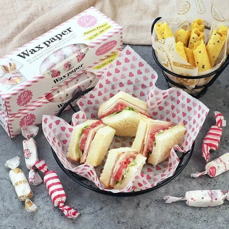 50pcs Kitchen Baking Nougat Greaseproof Paper Food Wax Paper Wrapping Paper Food Grade Sugar Paper Snack Paper
