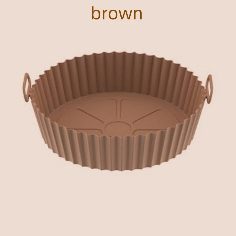Air Fryer Silicone Basket Reusable Container Accessories Oven Tray Pizza Fried Chicken Baking Mold Protector Kitchen Tool