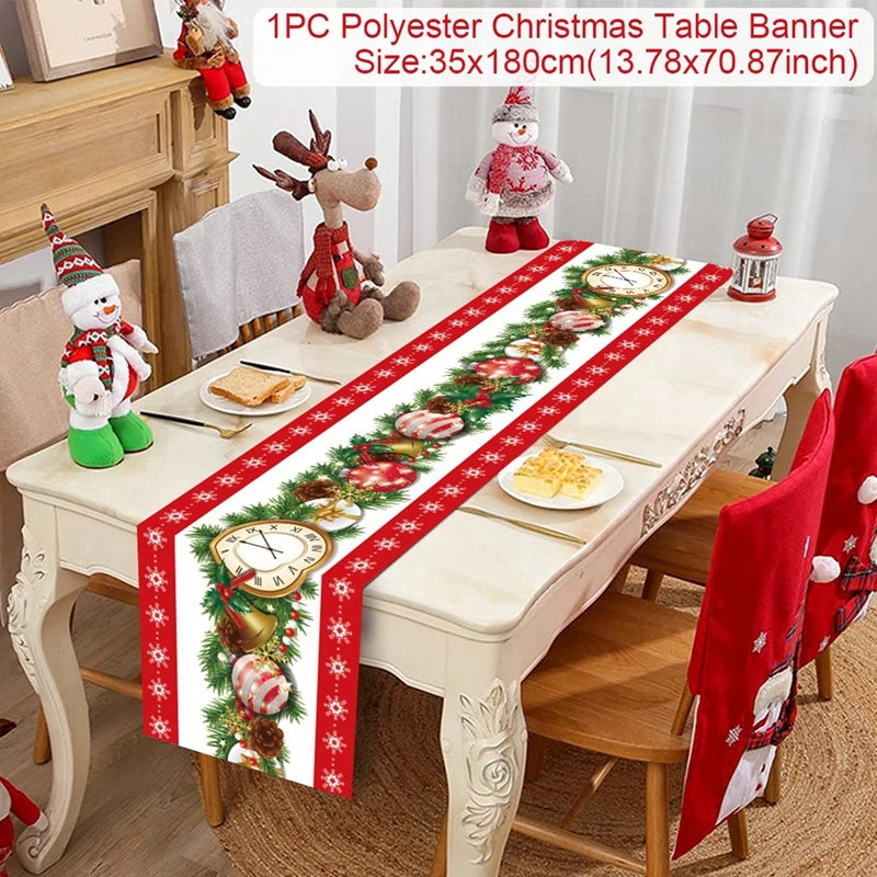 Christmas Tablerunner Merry Christmas Decoration For Home Tablecloth Kitchen Xmas 2023 Navidad Kerst Natal Happy New Year 2024